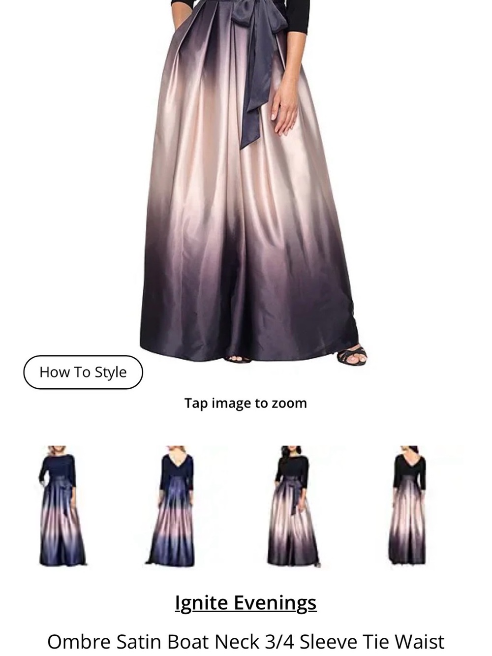 Ignite Evenings Black Bodice Ombre Maxi Gown with Satin Tie - Purple, Cream